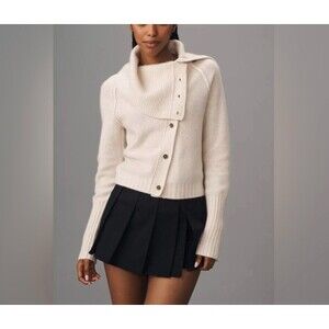 Anthropologie Pilcro Asymmetrical Cashmere Cardigan Women L Ivory Button Sweater
